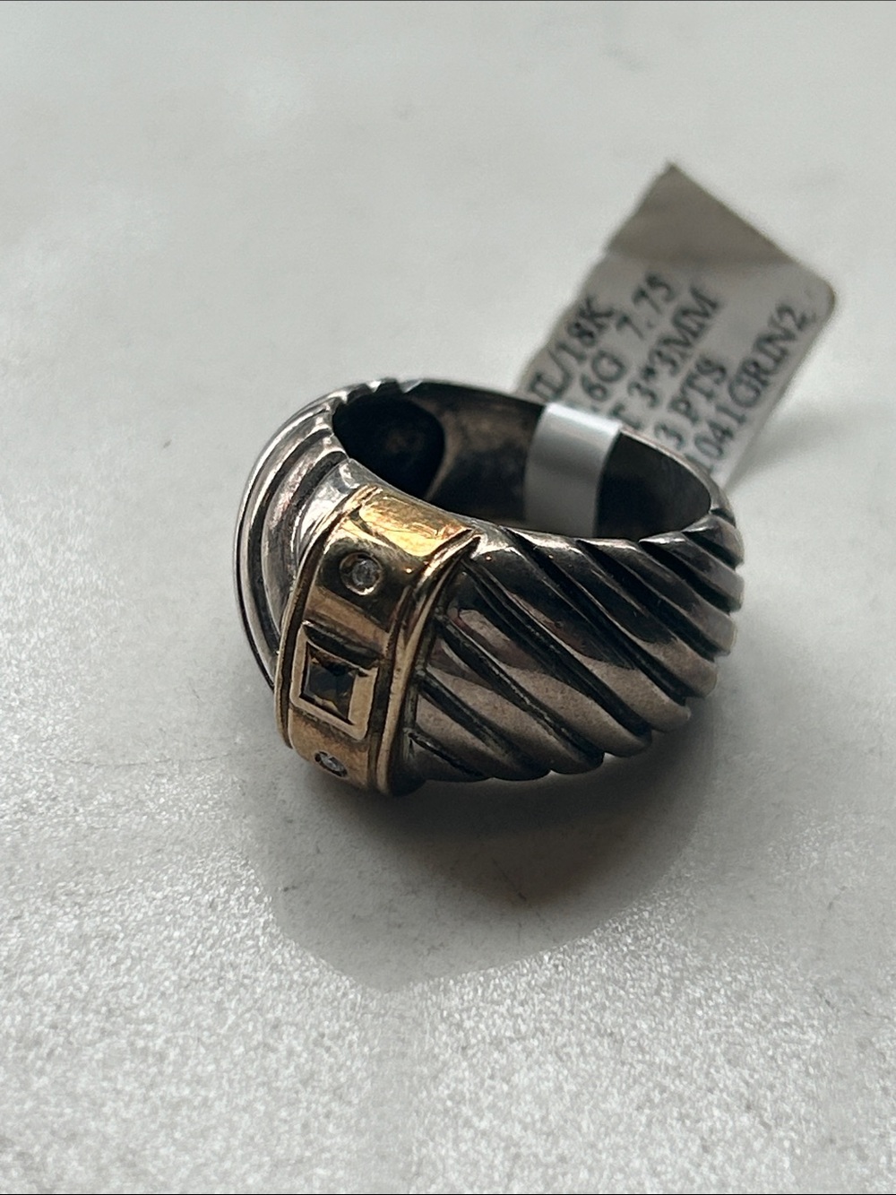 Menegatti 18k gold and sterling silver and diamond  ring
